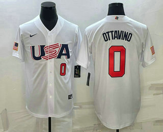 Mens USA Baseball #0 Adam Ottavino Number 2023 White World Baseball Classic Stitched Jersey->2023 world baseball classic->MLB Jersey